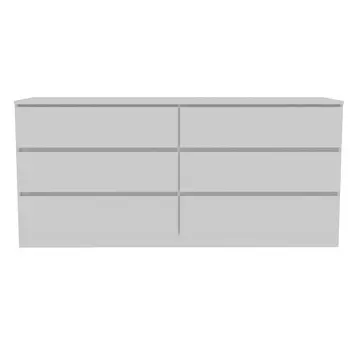 61" White Six Drawer Double Dresser
