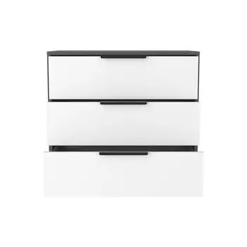 28" White and Gray Three Drawer Dresser