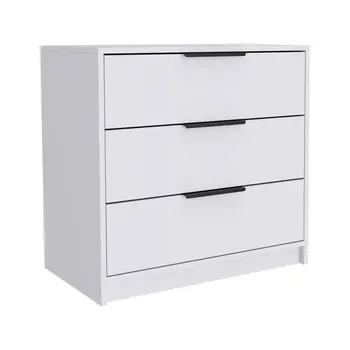 28" White Three Drawer Dresser