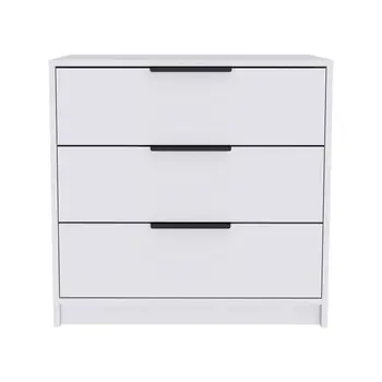 28" White Three Drawer Dresser