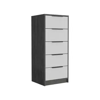 18" White and Gray Five Drawer Standard Chest