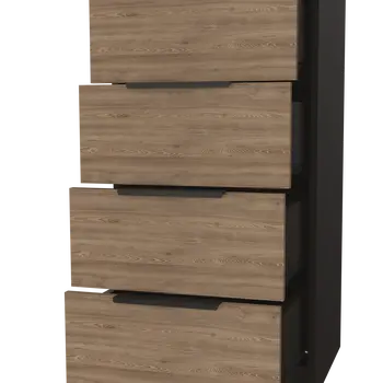 18" Brown and Black Five Drawer Standard Chest