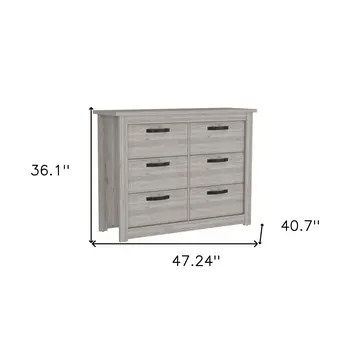 47" Light Gray Six Drawer Double Dresser