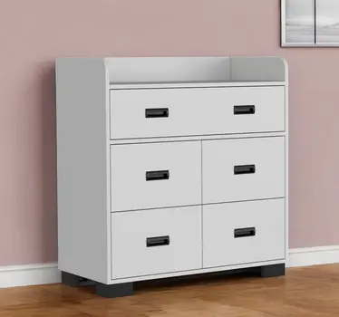 34" White Five Drawer Dresser