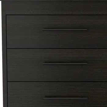 59" Black Six Drawer Double Dresser