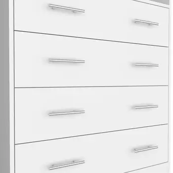 33" White Four Drawer Standard Chest With Open Shelf
