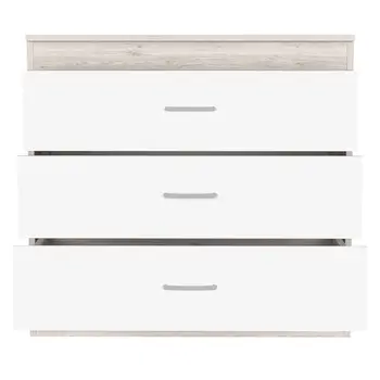 32" White and Gray Three Drawer Dresser