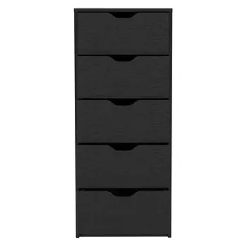 18" Black Five Drawer Standard Chest
