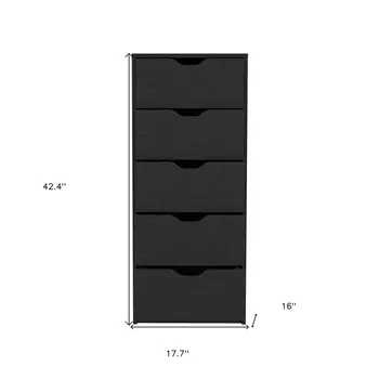 18" Black Five Drawer Standard Chest