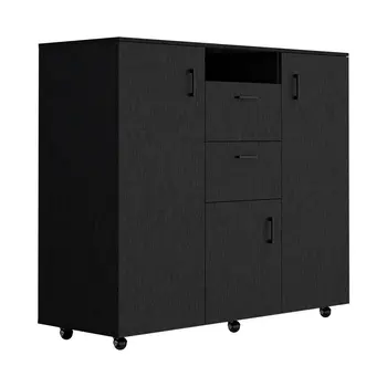 55" Black Two Drawer Combo Dresser
