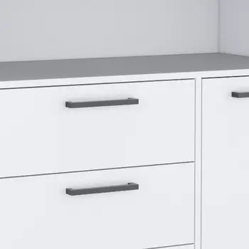 36" White Three Drawer Combo Dresser With Open Shelf