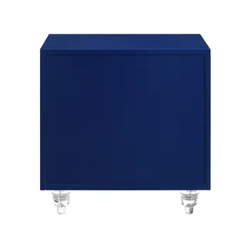 24" Navy Blue and Clear Wood and Acrylic End Table With Three Drawers