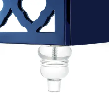 24" Navy Blue and Clear Wood and Acrylic End Table With Three Drawers