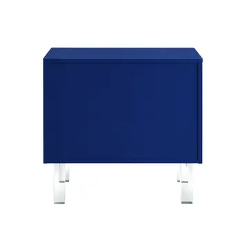 24" Navy Blue And Clear Wood And Acrylic End Table With Two Drawers