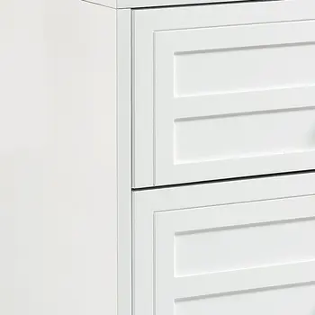 24" White and Clear Wood and Acrylic End Table With Two Drawers