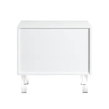24" White and Clear Wood and Acrylic End Table With Two Drawers