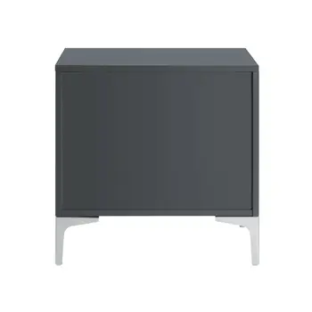 24" Dark Gray And Silver Wood And Metal End Table With Drawer