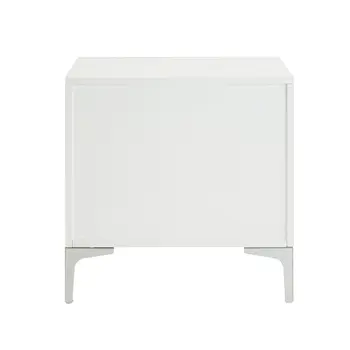 24" White and Silver Wood and Metal End Table With Drawer And Shelf