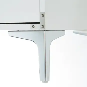 24" White and Silver Wood and Metal End Table With Drawer And Shelf