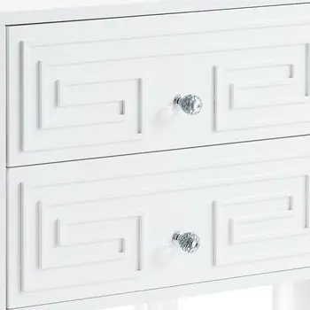 24" White And Clear Wood And Acrylic End Table With Two Drawers