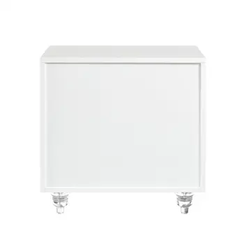 24" Clear And White End Table With Drawer And Shelf