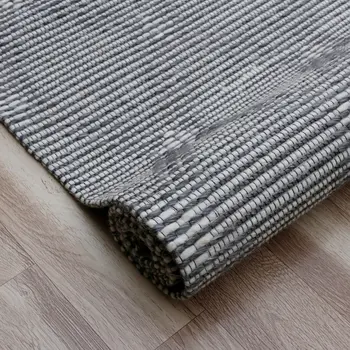 8' X 10' Gray and Ivory Geometric Hand Woven Non Skid Area Rug