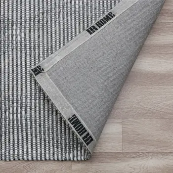 8' X 10' Gray and Ivory Geometric Hand Woven Non Skid Area Rug