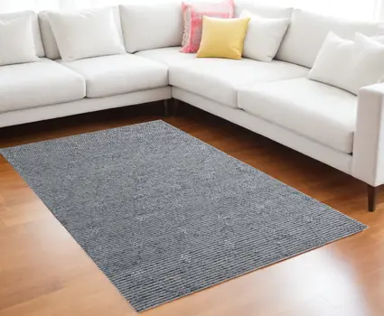 8' X 10' Blue and Ivory Geometric Hand Woven Non Skid Area Rug