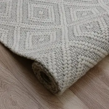 9' X 12' Ivory Wool Geometric Hand Woven Area Rug
