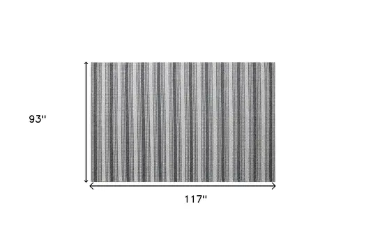 8' X 10' Gray and Ivory Striped Hand Woven Non Skid Area Rug