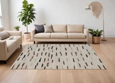 9' X 12' Brown and Black Abstract Hand Woven Area Rug