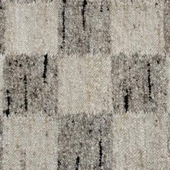 9' X 12' Beige Wool Checkered Hand Woven Area Rug