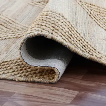 9' X 12' Brown and Ivory Geometric Hand Woven Non Skid Area Rug