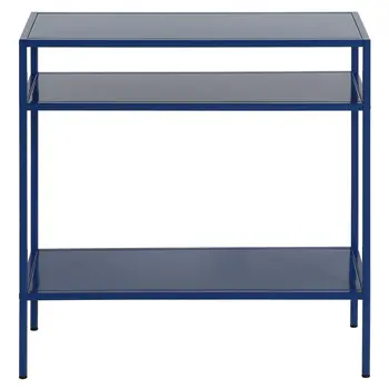 24" Blue Steel End Table With Two Shelves