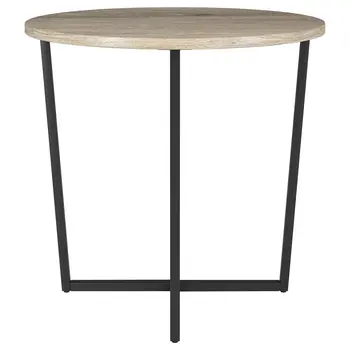 20" Black And Gray Wood And Steel Round End Table