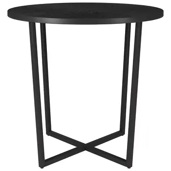 20" Black Wood And Steel Round End Table