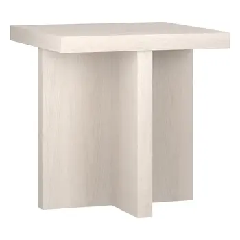 22" Alder White Wood Square End Table