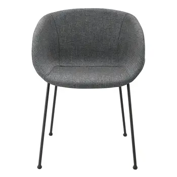 Set of Two Gray and Black Upholstered Fabric Dining Arm Chairs