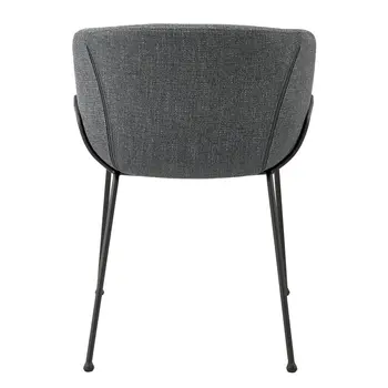 Set of Two Gray and Black Upholstered Fabric Dining Arm Chairs