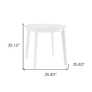 36" White Wood Round Top Dining Table
