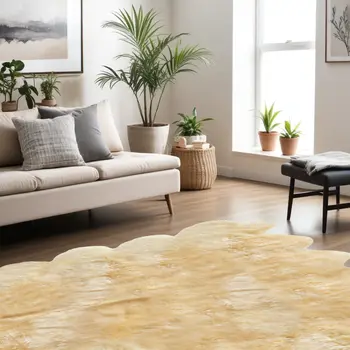 6' X 7' Gold Sheepskin Handmade Area Rug