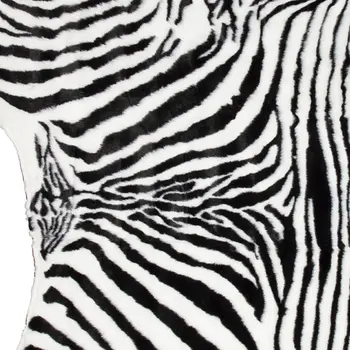 4' X 5' Black and White Faux Fur Printed Area Rug