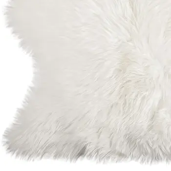 3' X 5' Off White Faux Sheepskin Printed Area Rug