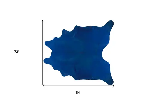 6' X 7' Cobalt Cowhide Hand Knotted Area Rug