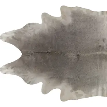 6' X 7' White and Gray Cowhide Hand Knotted Area Rug