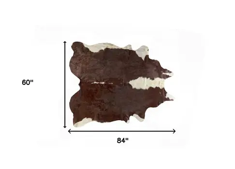 5' X 7' Brown and White Cowhide Handmade Area Rug