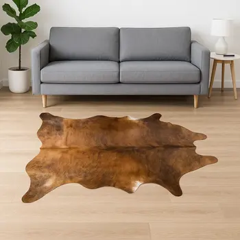 5' X 7' Brown Cowhide Hand Knotted Area Rug