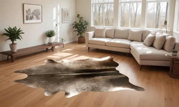 6' X 7' Brown Cowhide Hand Knotted Area Rug
