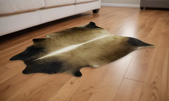 5' X 7' Tan Genuine Cowhide Hand Knotted Area Rug