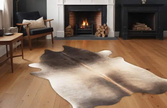 6' X 7' Gray and Ivory Genuine Cowhide Hand Knotted Area Rug